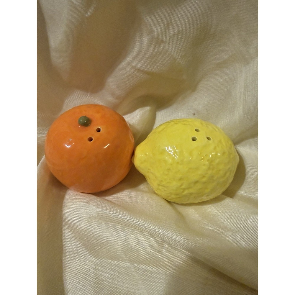 Vintage Orange and Lemon Shaped Salt and Pepper Shakers